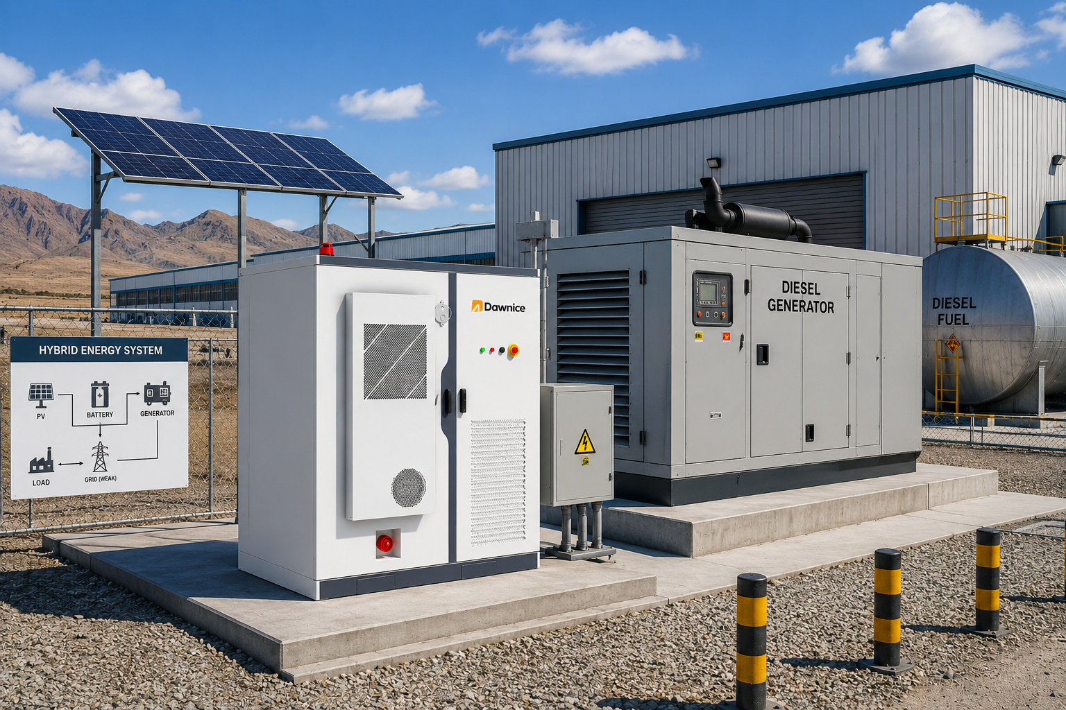 125 kW / 265 kWh PV-Diesel-Batteriespeicher Hybridlösung