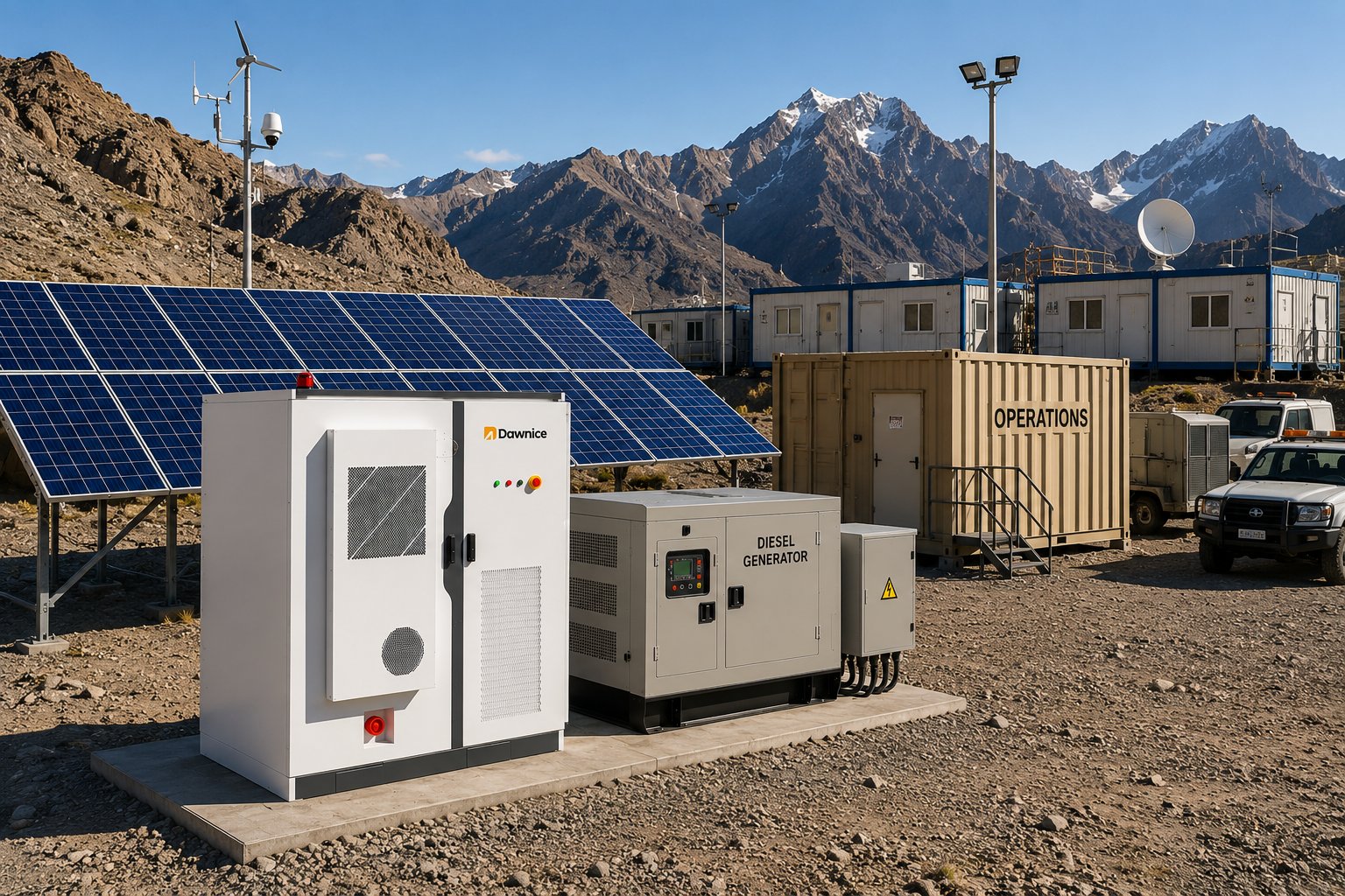 125 kW / 265 kWh PV-Diesel-Batteriespeicher Hybridlösung