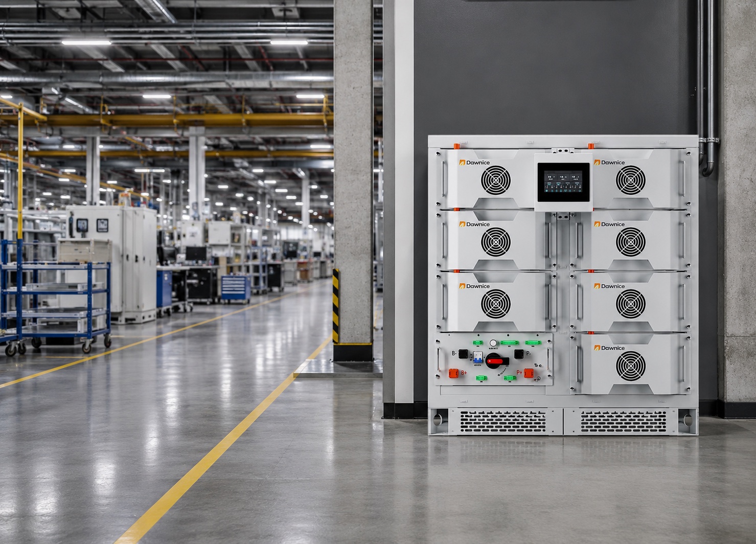Illustrative Beratungsszene für den 112-kWh-Gewerbespeicher