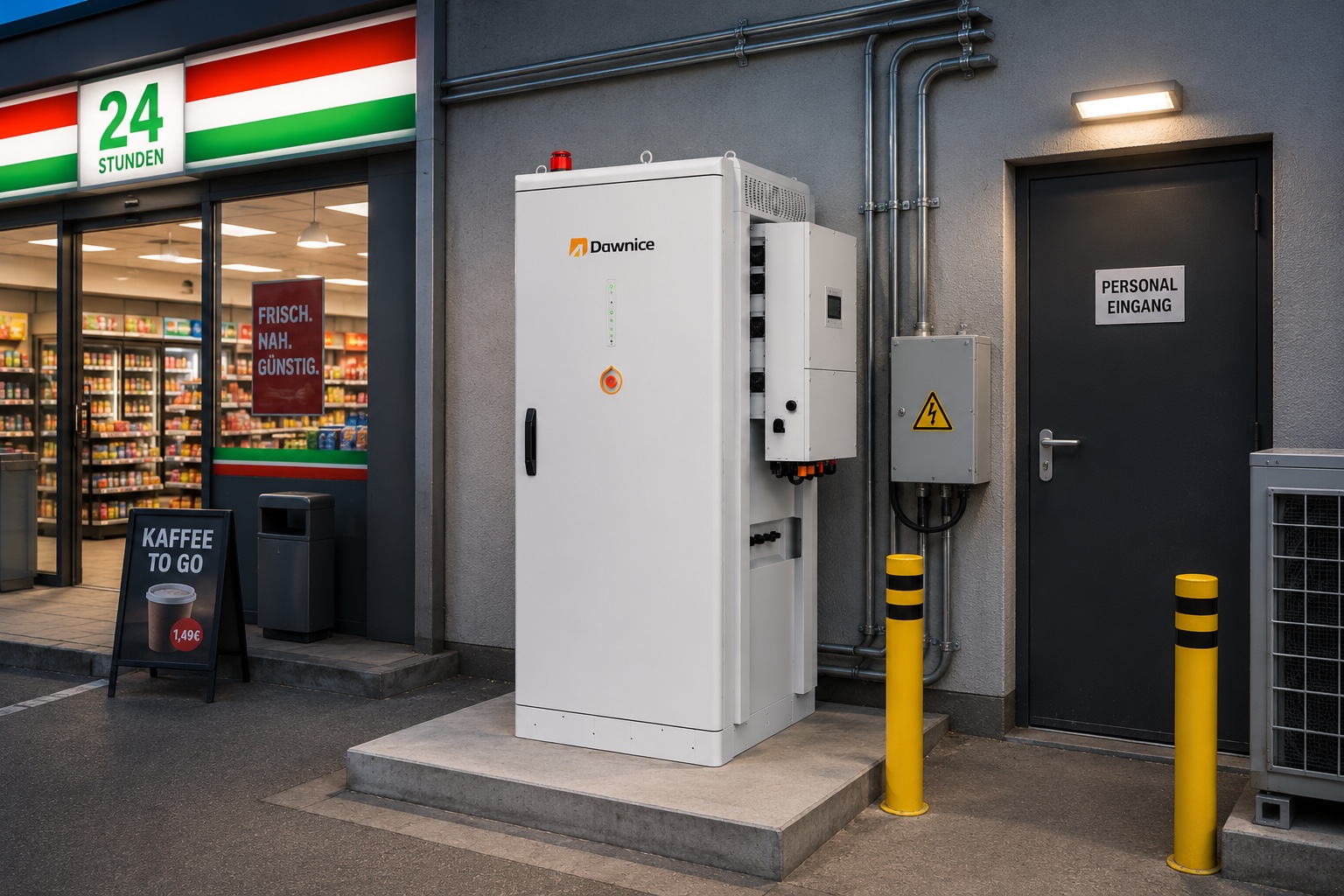 Illustrative Anwendungsszene für den 112-kWh-Outdoor-Speicher