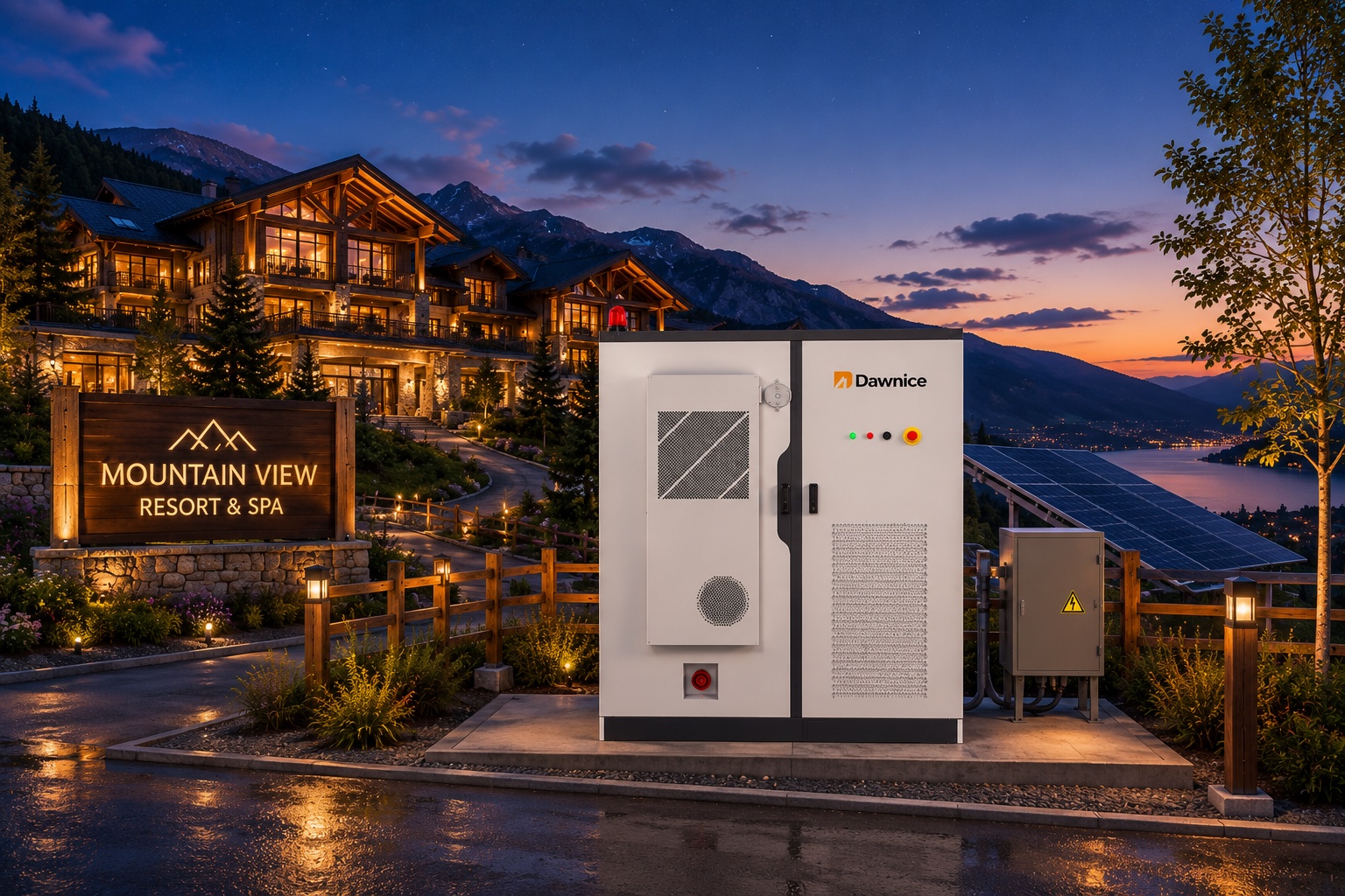 Illustrative Beratungsszene für die 125-kW-265-kWh-Hybridlösung